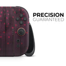 Falling Micro Hearts Over Burgundy Planks of Wood // Premium Vinyl Wrap Skin Kit Compatible with the Nintendo Switch 2