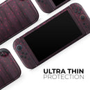 Falling Micro Hearts Over Burgundy Planks of Wood // Premium Vinyl Wrap Skin Kit Compatible with the Nintendo Switch 2