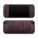 Falling Micro Hearts Over Burgundy Planks of Wood // Premium Vinyl Wrap Skin Kit Compatible with the Nintendo Switch 2