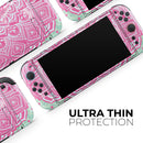 Green and Pink Tribal v3 // Premium Vinyl Wrap Skin Kit Compatible with the Nintendo Switch 2