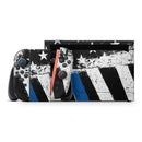 Grunge Patriotic American Flag with Thin Blue Line // Premium Vinyl Wrap Skin Kit Compatible with the Nintendo Switch 2
