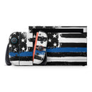 Grunge Patriotic American Flag with Thin Blue Line V2 // Premium Vinyl Wrap Skin Kit Compatible with the Nintendo Switch 2