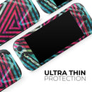 Grungy Neon Triangular Zig Zag Shapes // Premium Vinyl Wrap Skin Kit Compatible with the Nintendo Switch 2