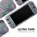 Grungy Teal and Pink Damask Pattern // Premium Vinyl Wrap Skin Kit Compatible with the Nintendo Switch 2