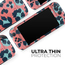 Leopard Coral and Teal V23 // Premium Vinyl Wrap Skin Kit Compatible with the Nintendo Switch 2