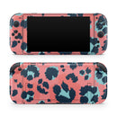 Leopard Coral and Teal V23 // Premium Vinyl Wrap Skin Kit Compatible with the Nintendo Switch 2