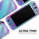 Marbleized Pink Ocean Blue v32 // Premium Vinyl Wrap Skin Kit Compatible with the Nintendo Switch 2