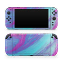 Marbleized Pink Ocean Blue v32 // Premium Vinyl Wrap Skin Kit Compatible with the Nintendo Switch 2