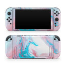 Marbleized Teal and Pink V2 // Premium Vinyl Wrap Skin Kit Compatible with the Nintendo Switch 2