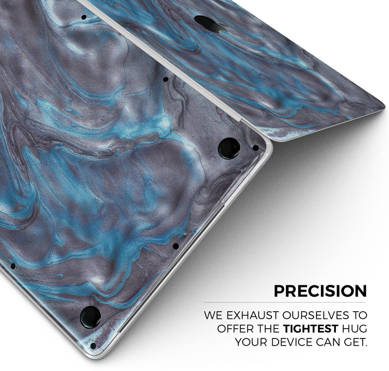 Modern Marble Sapphire Metallic Mix V11 - Skin Decal Wrap Kit Compatible with the Apple MacBook Pro, Pro with Touch Bar or Air (13", 15" & 16" - Newer Models)