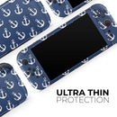 Navy and White Micro Anchors // Premium Vinyl Wrap Skin Kit Compatible with the Nintendo Switch 2