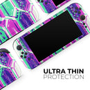 Neon Blurry Hexagons // Premium Vinyl Wrap Skin Kit Compatible with the Nintendo Switch 2