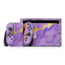 Purple Marble & Digital Gold Foil V1 // Premium Vinyl Wrap Skin Kit Compatible with the Nintendo Switch 2