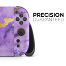 Purple Marble & Digital Gold Foil V1 // Premium Vinyl Wrap Skin Kit Compatible with the Nintendo Switch 2