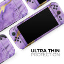 Purple Marble & Digital Gold Foil V1 // Premium Vinyl Wrap Skin Kit Compatible with the Nintendo Switch 2