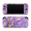 Purple Marble & Digital Gold Foil V1 // Premium Vinyl Wrap Skin Kit Compatible with the Nintendo Switch 2