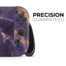 Purple Marble & Digital Gold Foil V3 // Premium Vinyl Wrap Skin Kit Compatible with the Nintendo Switch 2