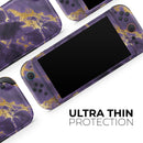 Purple Marble & Digital Gold Foil V3 // Premium Vinyl Wrap Skin Kit Compatible with the Nintendo Switch 2