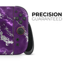 Purple Marble & Digital Silver Foil V2 // Premium Vinyl Wrap Skin Kit Compatible with the Nintendo Switch 2