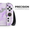Purple Marble & Digital Silver Foil V3 // Premium Vinyl Wrap Skin Kit Compatible with the Nintendo Switch 2