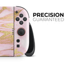 Rose Pink Marble & Digital Gold Frosted Foil V11 // Premium Vinyl Wrap Skin Kit Compatible with the Nintendo Switch 2