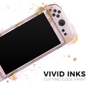 Rose Pink Marble & Digital Gold Frosted Foil V11 // Premium Vinyl Wrap Skin Kit Compatible with the Nintendo Switch 2