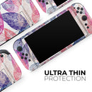 Seamless Pink & Blue Color Leaves // Premium Vinyl Wrap Skin Kit Compatible with the Nintendo Switch 2