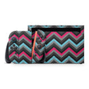 Sharp Pink & Teal Chevron Pattern // Premium Vinyl Wrap Skin Kit Compatible with the Nintendo Switch 2