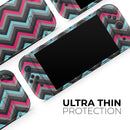 Sharp Pink & Teal Chevron Pattern // Premium Vinyl Wrap Skin Kit Compatible with the Nintendo Switch 2