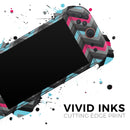 Sharp Pink & Teal Chevron Pattern // Premium Vinyl Wrap Skin Kit Compatible with the Nintendo Switch 2
