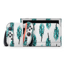 Splattered Teal Watercolor Feathers // Premium Vinyl Wrap Skin Kit Compatible with the Nintendo Switch 2