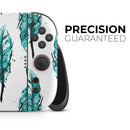 Splattered Teal Watercolor Feathers // Premium Vinyl Wrap Skin Kit Compatible with the Nintendo Switch 2