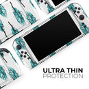 Splattered Teal Watercolor Feathers // Premium Vinyl Wrap Skin Kit Compatible with the Nintendo Switch 2