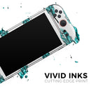 Splattered Teal Watercolor Feathers // Premium Vinyl Wrap Skin Kit Compatible with the Nintendo Switch 2