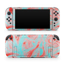 Swirling Pink and Mint Acrylic Marble // Premium Vinyl Wrap Skin Kit Compatible with the Nintendo Switch 2