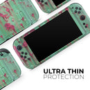 Trendy Green with Pink Rust // Premium Vinyl Wrap Skin Kit Compatible with the Nintendo Switch 2 - Vinyl Skin Wrap for Nintendo Switch 2, OLED, Lite, Pro Controller, Wii & Classic Handhelds