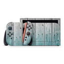 Trendy Teal to White Aged Wood Planks // Premium Vinyl Wrap Skin Kit Compatible with the Nintendo Switch 2 - Vinyl Skin Wrap for Nintendo Switch 2, OLED, Lite, Pro Controller, Wii & Classic Handhelds