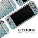 Trendy Teal to White Aged Wood Planks // Premium Vinyl Wrap Skin Kit Compatible with the Nintendo Switch 2 - Vinyl Skin Wrap for Nintendo Switch 2, OLED, Lite, Pro Controller, Wii & Classic Handhelds
