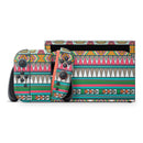 Tribal Vector Green & Pink Abstract Pattern V3 // Premium Vinyl Wrap Skin Kit Compatible with the Nintendo Switch 2 - Vinyl Skin Wrap for Nintendo Switch 2, OLED, Lite, Pro Controller, Wii & Classic Handhelds