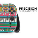 Tribal Vector Green & Pink Abstract Pattern V3 // Premium Vinyl Wrap Skin Kit Compatible with the Nintendo Switch 2 - Vinyl Skin Wrap for Nintendo Switch 2, OLED, Lite, Pro Controller, Wii & Classic Handhelds