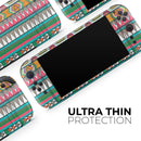 Tribal Vector Green & Pink Abstract Pattern V3 // Premium Vinyl Wrap Skin Kit Compatible with the Nintendo Switch 2 - Vinyl Skin Wrap for Nintendo Switch 2, OLED, Lite, Pro Controller, Wii & Classic Handhelds