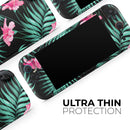 Tropical Mint and Vivid Pink Floral // Premium Vinyl Wrap Skin Kit Compatible with the Nintendo Switch 2 - Vinyl Skin Wrap for Nintendo Switch 2, OLED, Lite, Pro Controller, Wii & Classic Handhelds