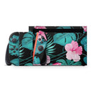Tropical Mint and Vivid Pink Floral v2 // Premium Vinyl Wrap Skin Kit Compatible with the Nintendo Switch 2 - Vinyl Skin Wrap for Nintendo Switch 2, OLED, Lite, Pro Controller, Wii & Classic Handhelds