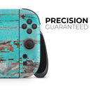 Turquoise Chipped Paint on Wood // Premium Vinyl Wrap Skin Kit Compatible with the Nintendo Switch 2 - Vinyl Skin Wrap for Nintendo Switch 2, OLED, Lite, Pro Controller, Wii & Classic Handhelds