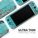 Turquoise Chipped Paint on Wood // Premium Vinyl Wrap Skin Kit Compatible with the Nintendo Switch 2 - Vinyl Skin Wrap for Nintendo Switch 2, OLED, Lite, Pro Controller, Wii & Classic Handhelds
