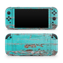 Turquoise Chipped Paint on Wood // Premium Vinyl Wrap Skin Kit Compatible with the Nintendo Switch 2 - Vinyl Skin Wrap for Nintendo Switch 2, OLED, Lite, Pro Controller, Wii & Classic Handhelds