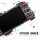 Vector Green & Pink Aztec Pattern // Premium Vinyl Wrap Skin Kit Compatible with the Nintendo Switch 2 - Vinyl Skin Wrap for Nintendo Switch 2, OLED, Lite, Pro Controller, Wii & Classic Handhelds