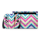 Vibrant Pink & Blue Layered Chevron Pattern // Premium Vinyl Wrap Skin Kit Compatible with the Nintendo Switch 2 - Vinyl Skin Wrap for Nintendo Switch 2, OLED, Lite, Pro Controller, Wii & Classic Handhelds