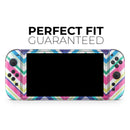 Vibrant Pink & Blue Layered Chevron Pattern // Premium Vinyl Wrap Skin Kit Compatible with the Nintendo Switch 2 - Vinyl Skin Wrap for Nintendo Switch 2, OLED, Lite, Pro Controller, Wii & Classic Handhelds