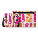 Vibrant Pink & Yellow Flip-Flop Vector // Premium Vinyl Wrap Skin Kit Compatible with the Nintendo Switch 2 - Vinyl Skin Wrap for Nintendo Switch 2, OLED, Lite, Pro Controller, Wii & Classic Handhelds